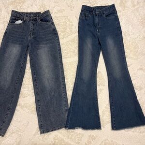 SHEIN Dark Blue Flare & Wide Leg Jeans
